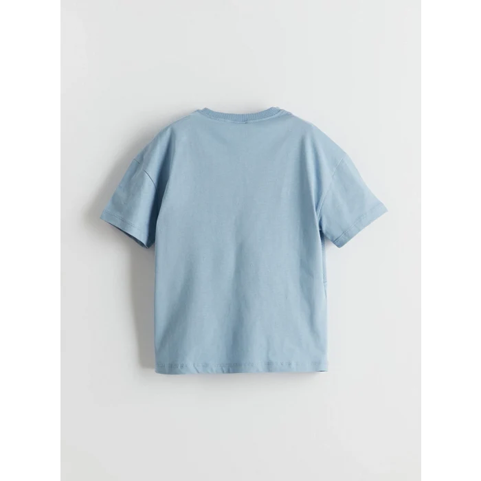 LCW Kids Mavi Bisiklet Yaka Baskılı Erkek Çocuk Tişört ve Şort 2li