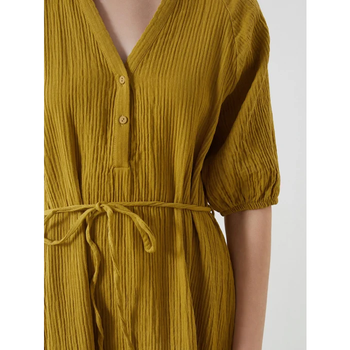 LCWAIKIKI Classic Sari Kaçık Yaka Müslin Kadın Elbise