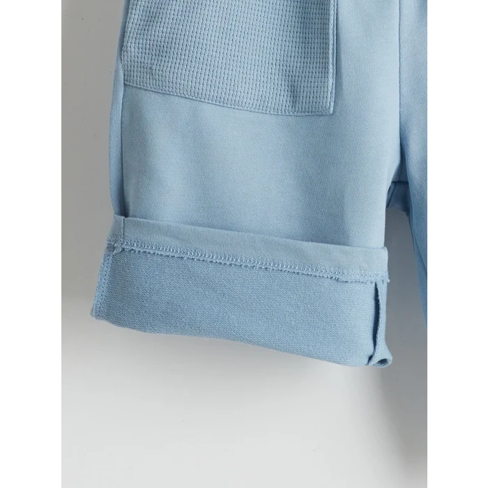 LCW Kids Mavi Bisiklet Yaka Baskılı Erkek Çocuk Tişört ve Şort 2li