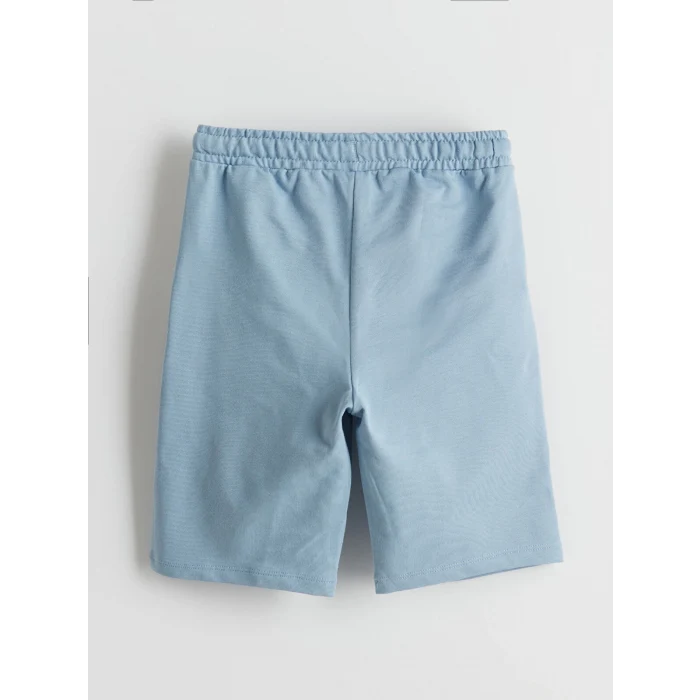 LCW Kids Mavi Bisiklet Yaka Baskılı Erkek Çocuk Tişört ve Şort 2li