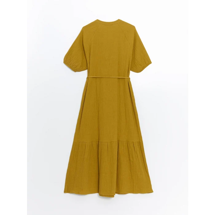 LCWAIKIKI Classic Sari Kaçık Yaka Müslin Kadın Elbise