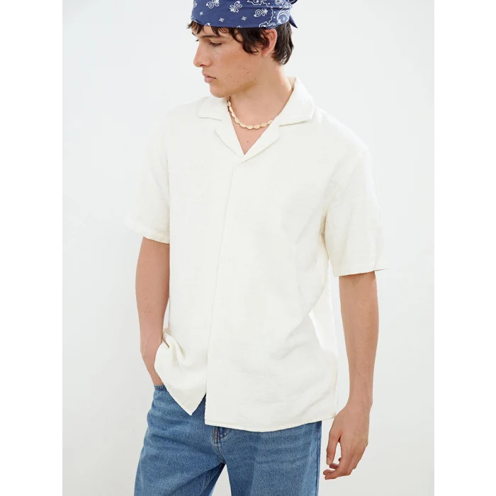 XSIDE Bej Rahat Kalıp Kısa Kollu Erkek Gömlek