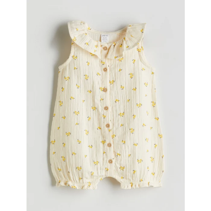 LCW baby Ekru Bebe Yaka Kız Çocuk Müslin Tulum