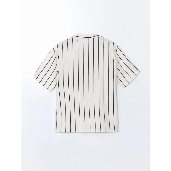 XSIDE Siyah Regular Fit Kısa Kollu Çizgili Erkek Gömlek