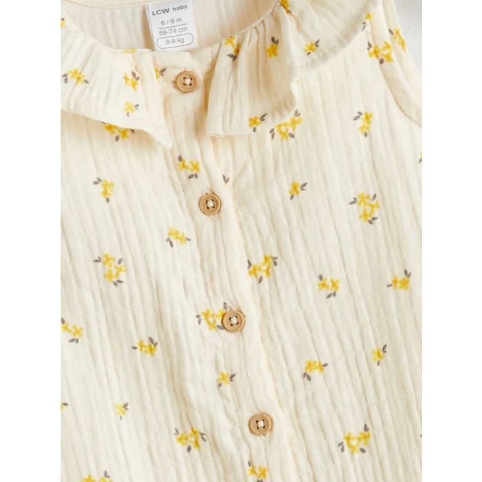 LCW baby Ekru Bebe Yaka Kız Çocuk Müslin Tulum