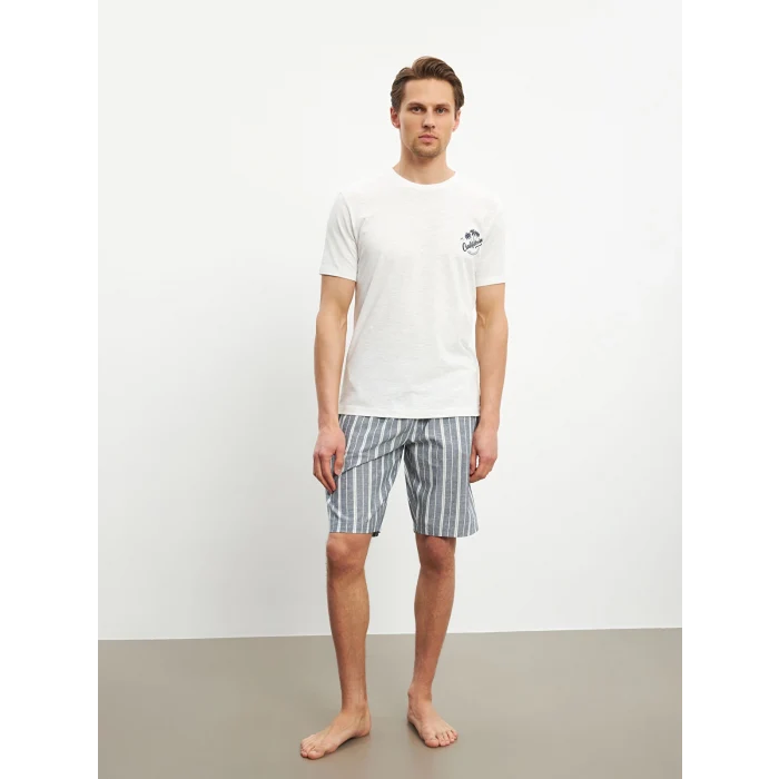 LC WAIKIKI Ekru Standart Kalıp Erkek Şortlu Pijama Takımı