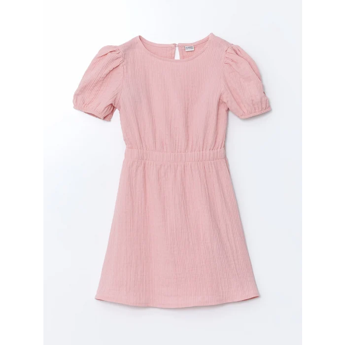 LCW Kids Pembe Bisiklet Yaka Kız Çocuk Elbise