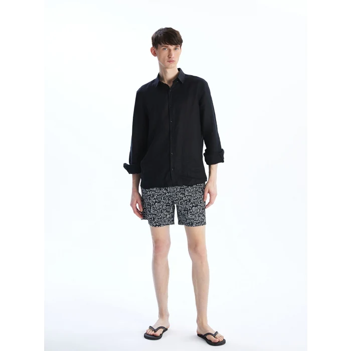 XSIDE Beyaz Kısa Boy Desenli Erkek Deniz Şortu