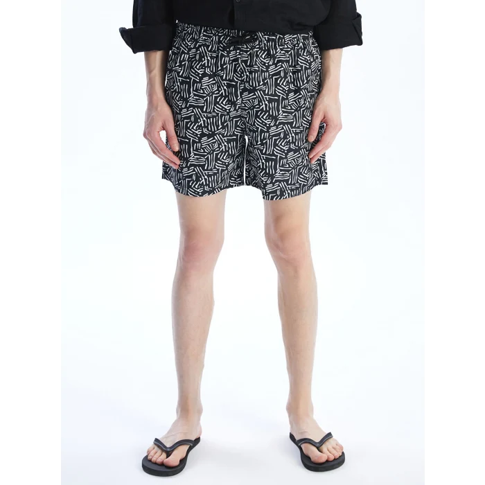 XSIDE Beyaz Kısa Boy Desenli Erkek Deniz Şortu