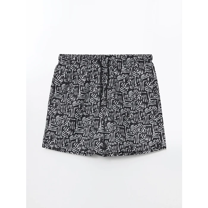 XSIDE Beyaz Kısa Boy Desenli Erkek Deniz Şortu