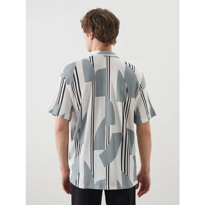 LCW Vision Yeşil Regular Fit Kısa Kollu Desenli Erkek Gömlek