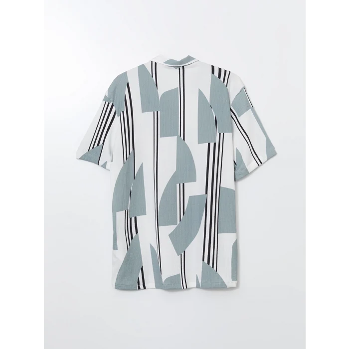 LCW Vision Yeşil Regular Fit Kısa Kollu Desenli Erkek Gömlek