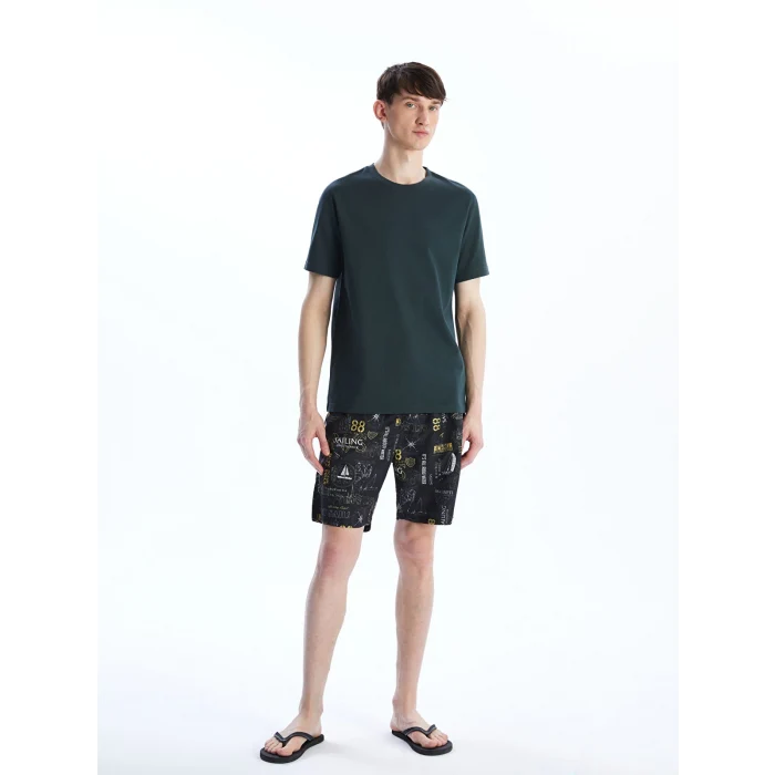 LCW SWIMWEAR Antrasit Diz Hizası Boy Desenli Erkek Deniz Şortu