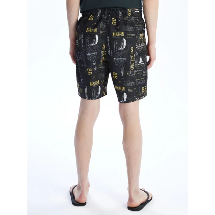 LCW SWIMWEAR Antrasit Diz Hizası Boy Desenli Erkek Deniz Şortu