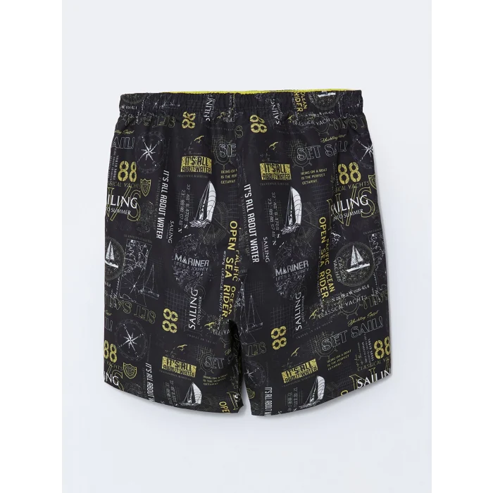 LCW SWIMWEAR Antrasit Diz Hizası Boy Desenli Erkek Deniz Şortu