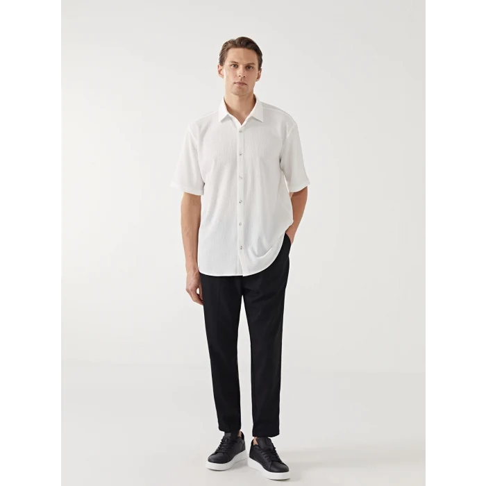 LC WAIKIKI Ekru Regular Fit Kısa Kollu Erkek Gömlek