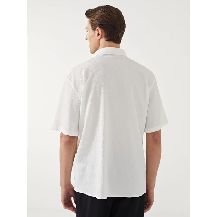 LC WAIKIKI Ekru Regular Fit Kısa Kollu Erkek Gömlek