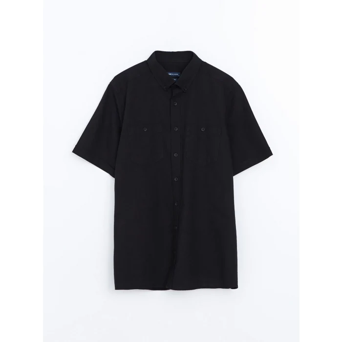 LCWAIKIKI Classic Siyah Regular Fit Kısa Kollu Poplin Erkek Gömlek