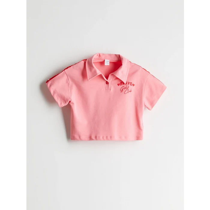LCW Kids Pembe Polo Yaka Kız Çocuk Tişört ve Etek 2li