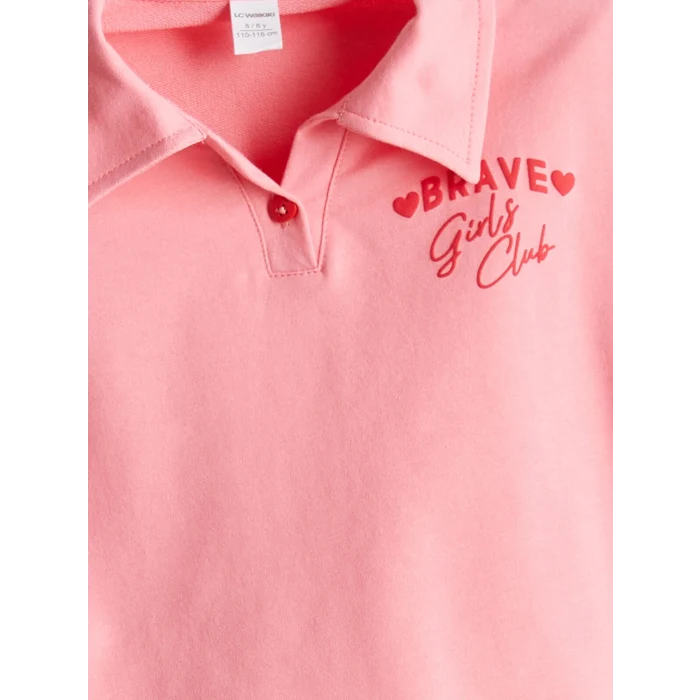 LCW Kids Pembe Polo Yaka Kız Çocuk Tişört ve Etek 2li