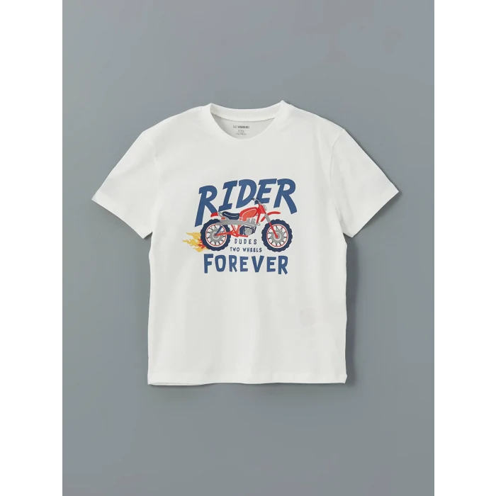 LCW Kids Ekru Baskılı Erkek Çocuk Tişört ve Şort 2li