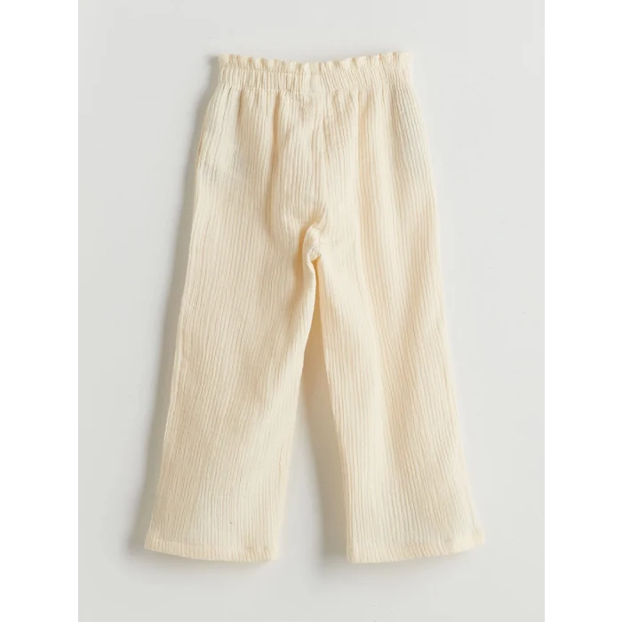 LCW Kids Bej Kurdele Detaylı Kız Çocuk Muslin Pantolon