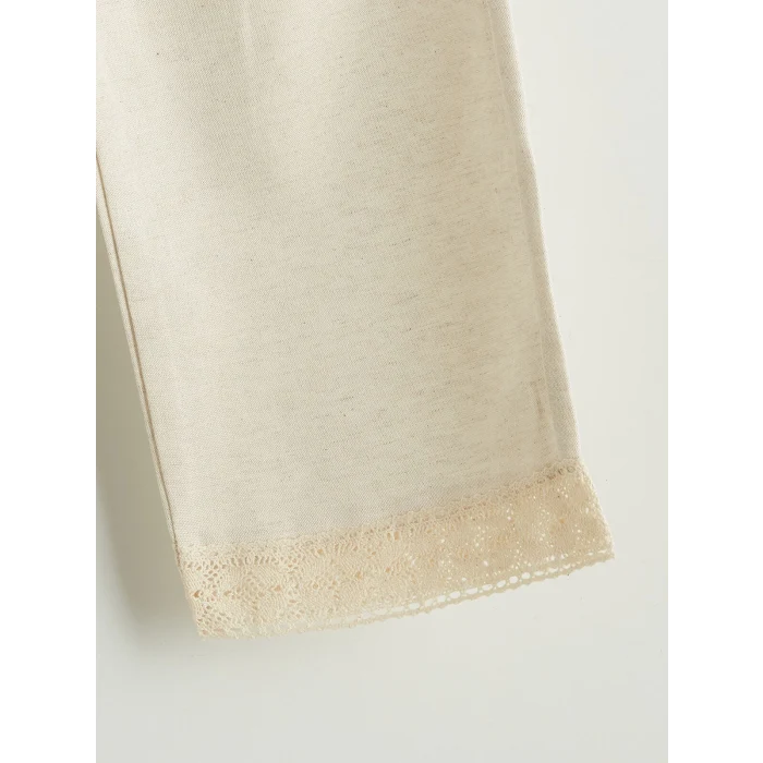 LCW Kids Bej Keten Görünümlü Kız Çocuk Bluz ve Pantolon 2li