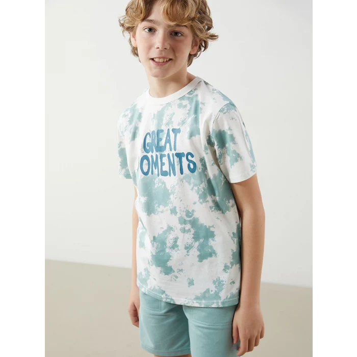 LCW Kids Ekru Bisiklet Yaka Erkek Çocuk Tişört ve Şort
