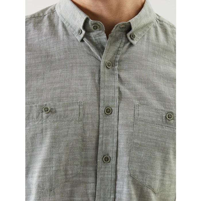 LCWAIKIKI Classic Haki Regular Fit Kısa Kollu Poplin Erkek Gömlek