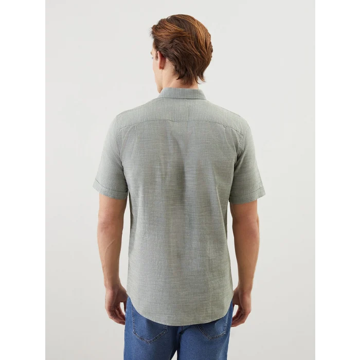 LCWAIKIKI Classic Haki Regular Fit Kısa Kollu Poplin Erkek Gömlek