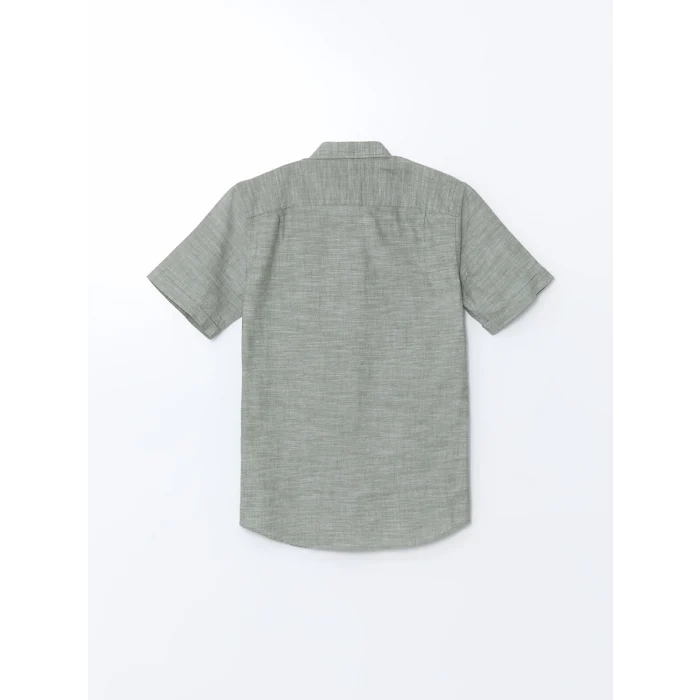 LCWAIKIKI Classic Haki Regular Fit Kısa Kollu Poplin Erkek Gömlek