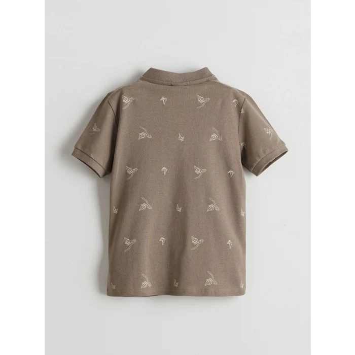 LCW Kids Kahverengi Hakim Yaka Erkek Çocuk Tişört