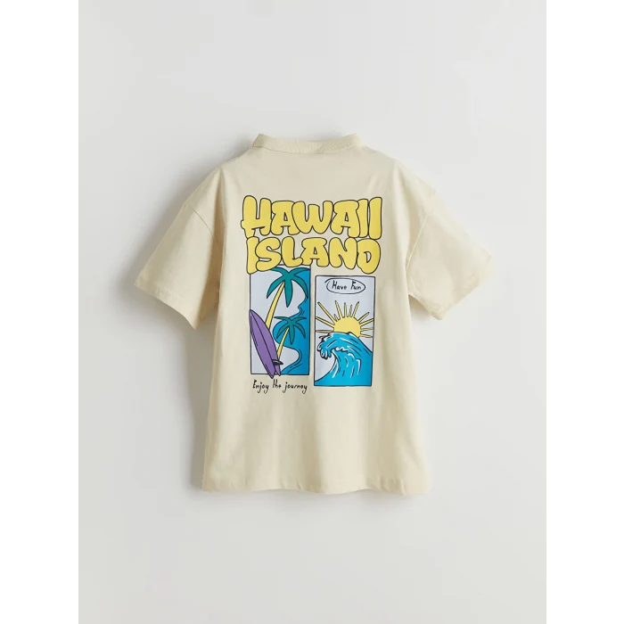 LCW Kids Bej Bisiklet Yaka Erkek Çocuk Tişört