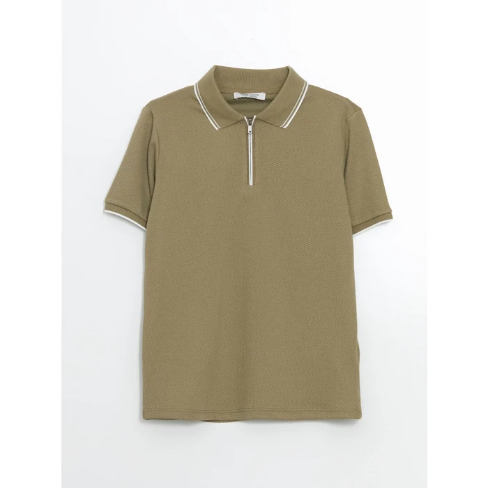 LCW Vision Haki Polo Yaka Dokulu Erkek Çocuk Tişört