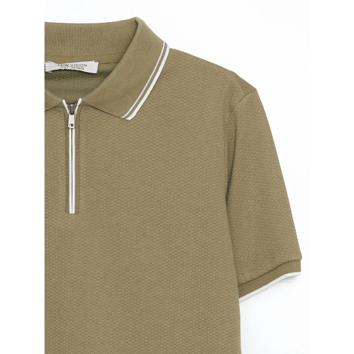 LCW Vision Haki Polo Yaka Dokulu Erkek Çocuk Tişört