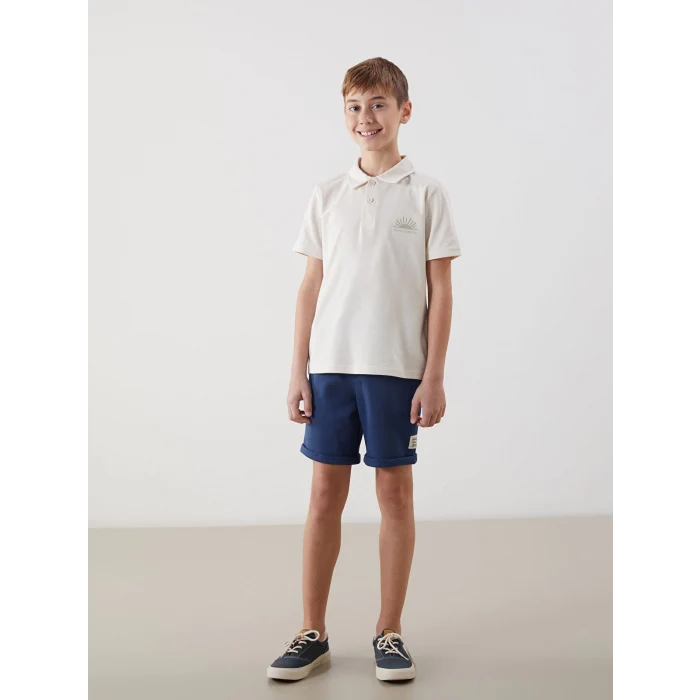LCW Kids Bej Polo Yaka Erkek Çocuk Tişört