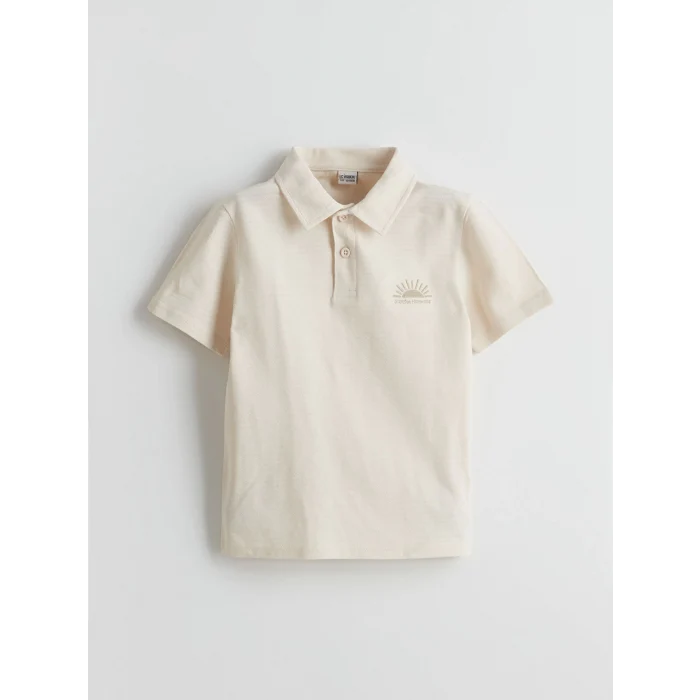 LCW Kids Bej Polo Yaka Erkek Çocuk Tişört