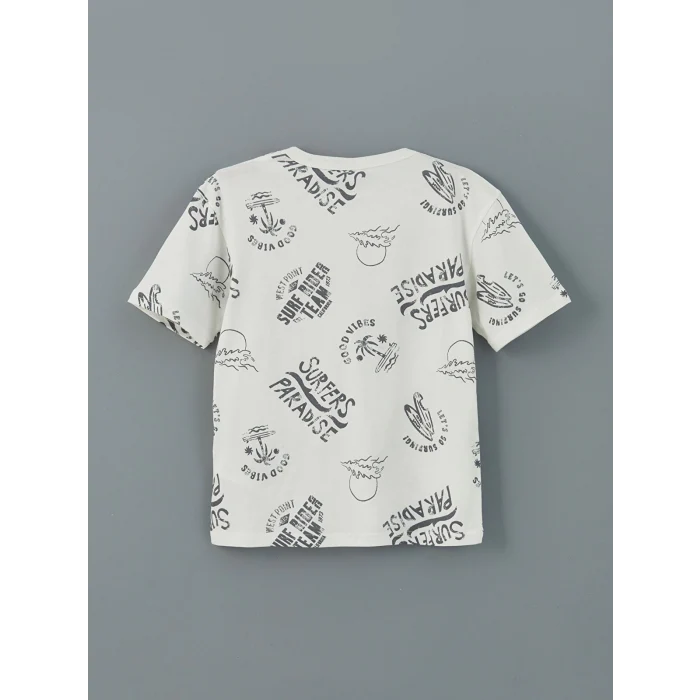 LCW Kids Gri Bisiklet Yaka Erkek Çocuk Tişört