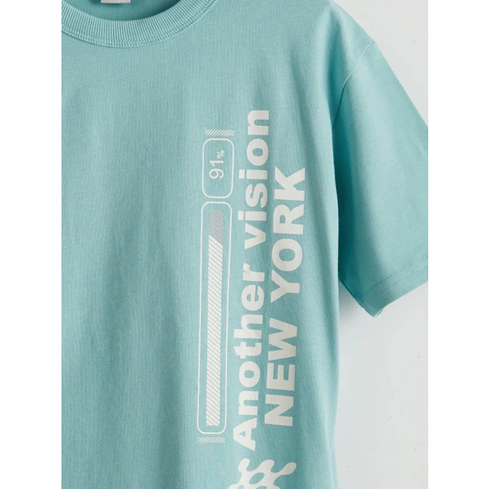 LCW Kids Yeşil Bisiklet Yaka Erkek Çocuk Tişört