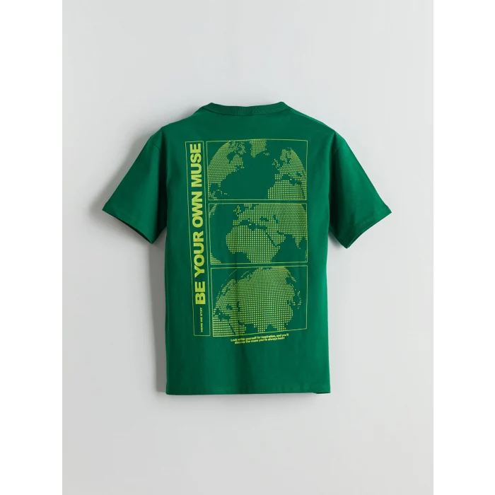 LCW Kids Yeşil Bisiklet Yaka Erkek Çocuk Tişört