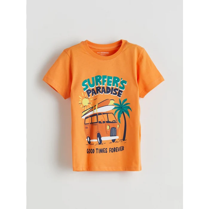 LCW Kids Turuncu Baskılı Erkek Çocuk Tişört ve Şort 2li