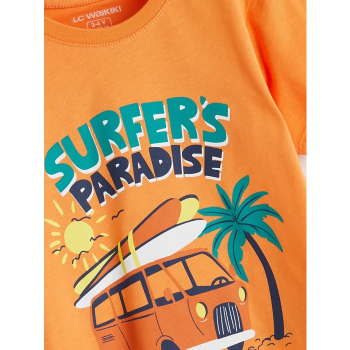 LCW Kids Turuncu Baskılı Erkek Çocuk Tişört ve Şort 2li