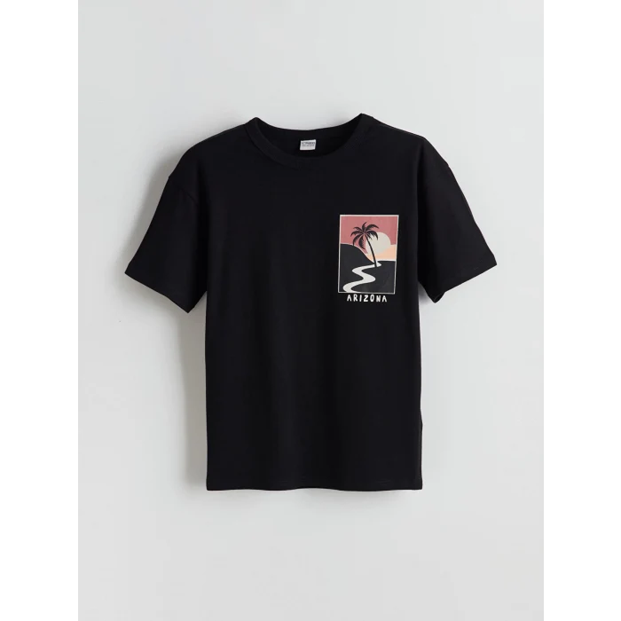 LCW Kids Siyah Bisiklet Yaka Erkek Çocuk Tişört