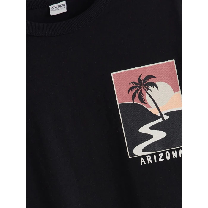 LCW Kids Siyah Bisiklet Yaka Erkek Çocuk Tişört