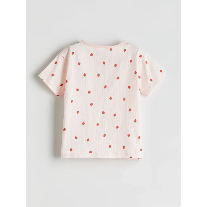 LCW baby Pembe Çilek Baskılı Kız Bebek Tişört ve Şort 2li