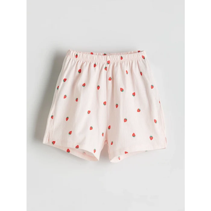 LCW baby Pembe Çilek Baskılı Kız Bebek Tişört ve Şort 2li