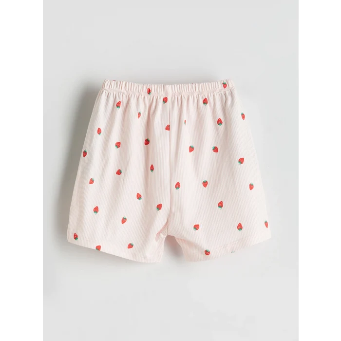 LCW baby Pembe Çilek Baskılı Kız Bebek Tişört ve Şort 2li