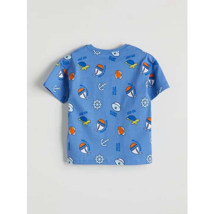 LCW Kids Mavi Baskılı Erkek Çocuk Şortlu Pijama Takımı