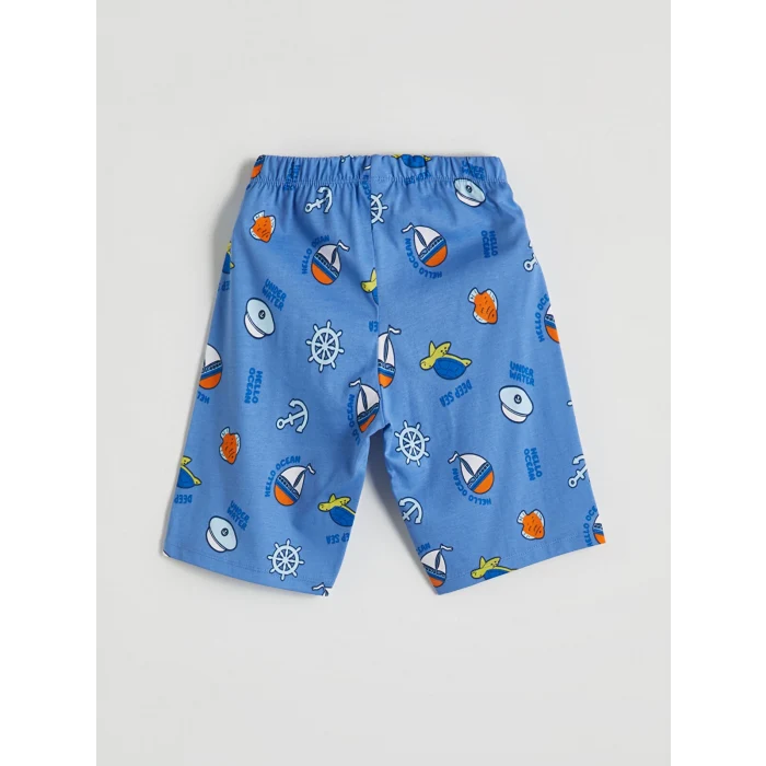 LCW Kids Mavi Baskılı Erkek Çocuk Şortlu Pijama Takımı