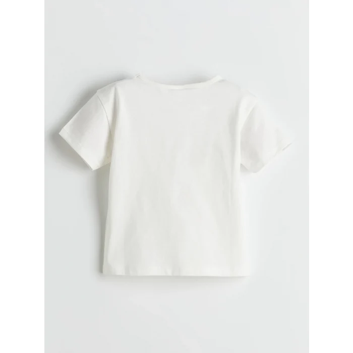 LCW baby Ekru Kiraz Baskılı Kız Bebek Tişört ve Şort 2li